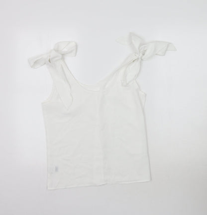 SheIn Womens White   Basic Blouse Size S  - Tie detail