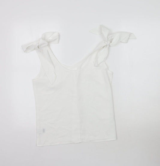SheIn Womens White   Basic Blouse Size S  - Tie detail