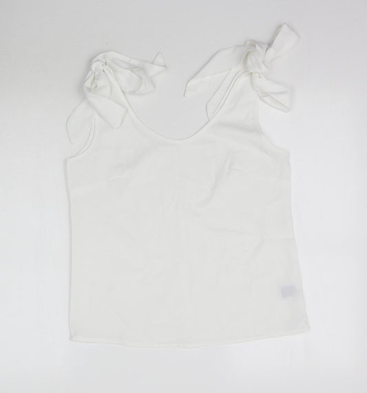 SheIn Womens White   Basic Blouse Size S  - Tie detail