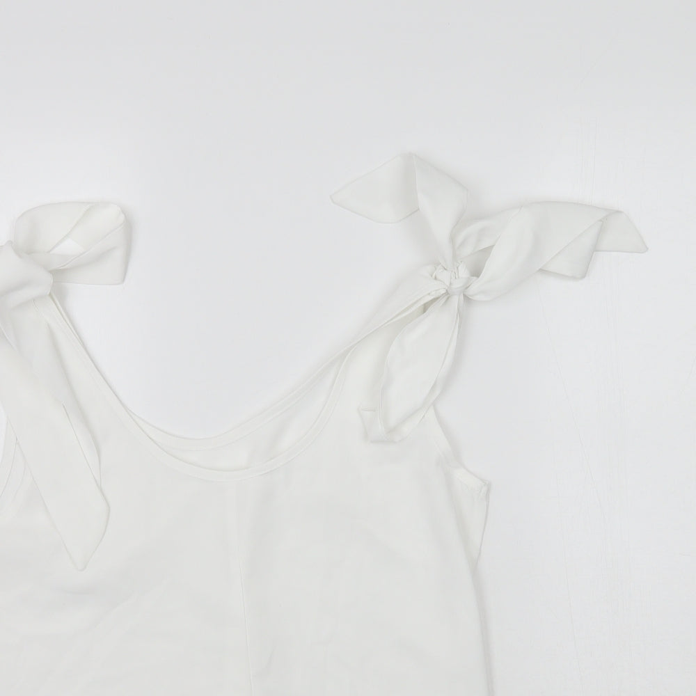 SheIn Womens White   Basic Blouse Size S  - Tie detail