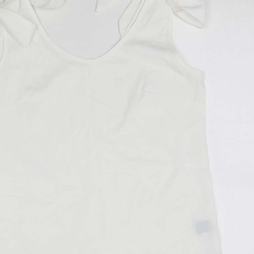 SheIn Womens White   Basic Blouse Size S  - Tie detail