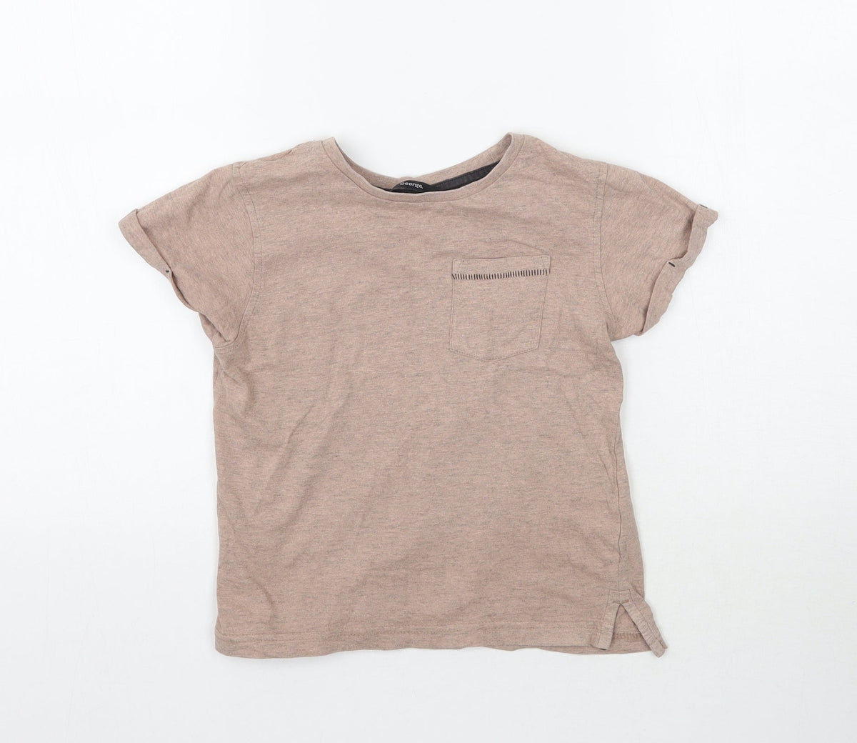 Additional front view of George boys’ beige basic t-shirt, size 6-7, years