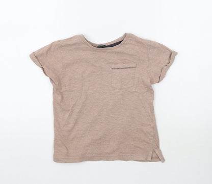 Additional front view of George boys’ beige basic t-shirt, size 6-7, years