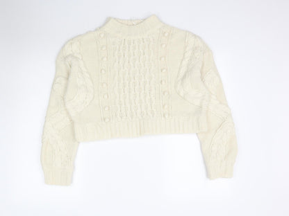 Womens UK Size M Nasty Gal Ivory Pullover Jumper
