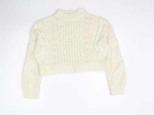 Womens UK Size M Nasty Gal Ivory Pullover Jumper