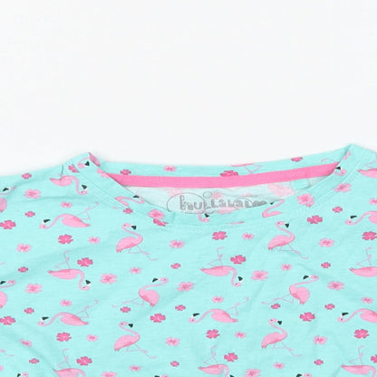 HULLALALOO Girls Blue Floral  Basic T-Shirt Size 5-6 Years  - Flamingo