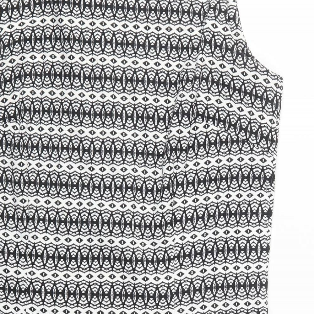 Mario Serrani Womens Black Geometric  Shirt Dress  Size 12
