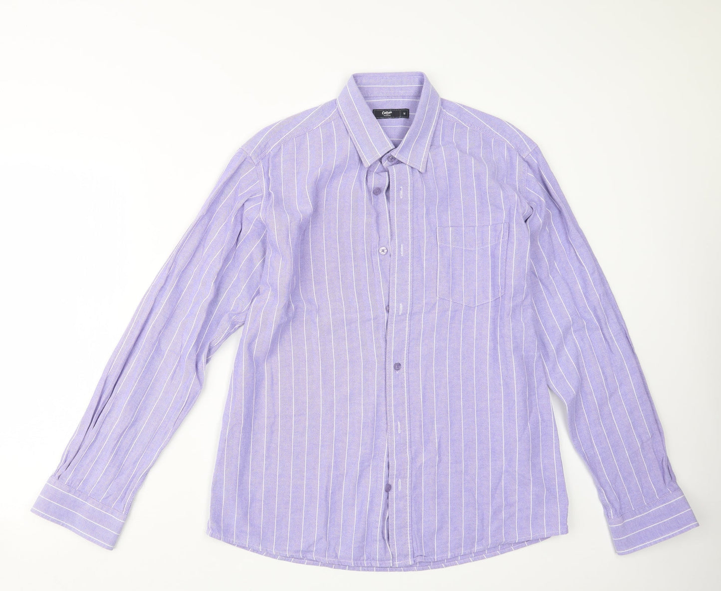 Mens UK Size M Cotton Traders Purple  Button-Up Long Sleeve Casual Shirt