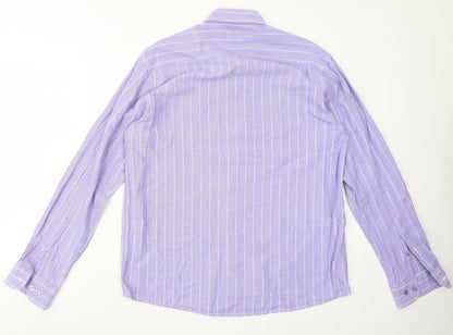 Mens UK Size M Cotton Traders Purple  Button-Up Long Sleeve Casual Shirt