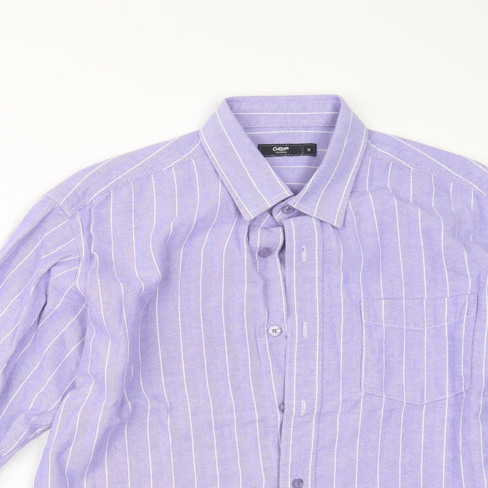 Mens UK Size M Cotton Traders Purple  Button-Up Long Sleeve Casual Shirt