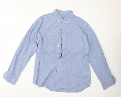 Mens UK Size M Marks and Spencer Blue  Button-Up Long Sleeve Casual Shirt
