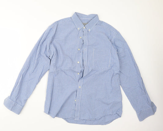 Mens UK Size M Marks and Spencer Blue  Button-Up Long Sleeve Casual Shirt