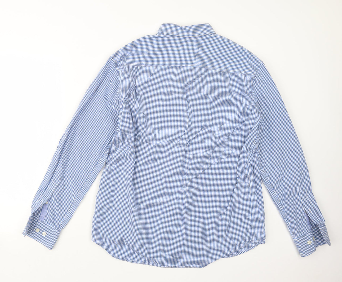 Mens UK Size M Marks and Spencer Blue  Button-Up Long Sleeve Casual Shirt