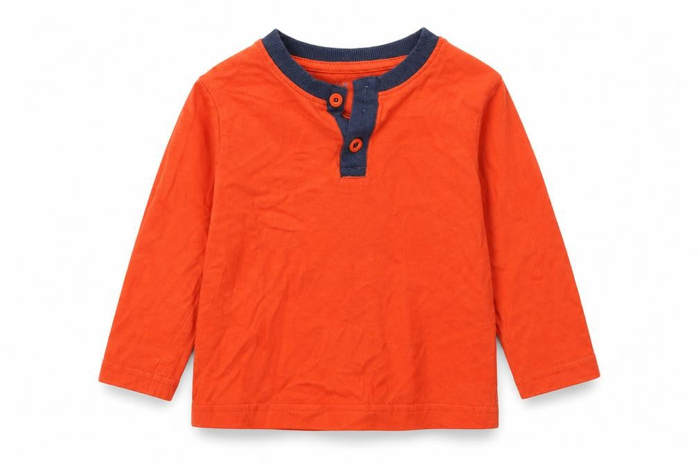Front view of Nutmeg boys’ orange basic t-shirt, size 12-18, months