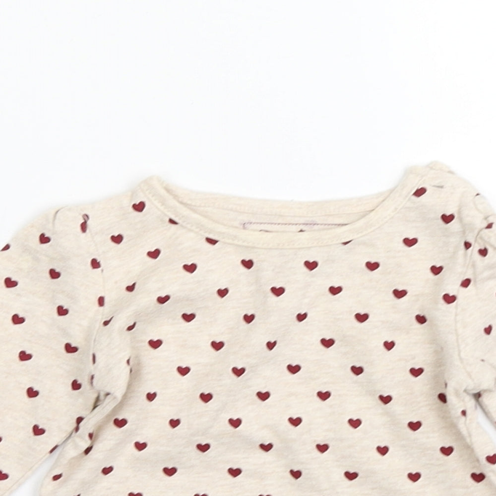 early days Girls Beige Polka Dot  Basic T-Shirt Size 0-3 Months