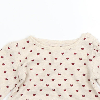 early days Girls Beige Polka Dot  Basic T-Shirt Size 0-3 Months