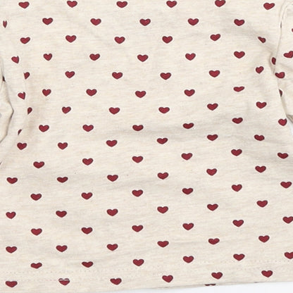 early days Girls Beige Polka Dot  Basic T-Shirt Size 0-3 Months