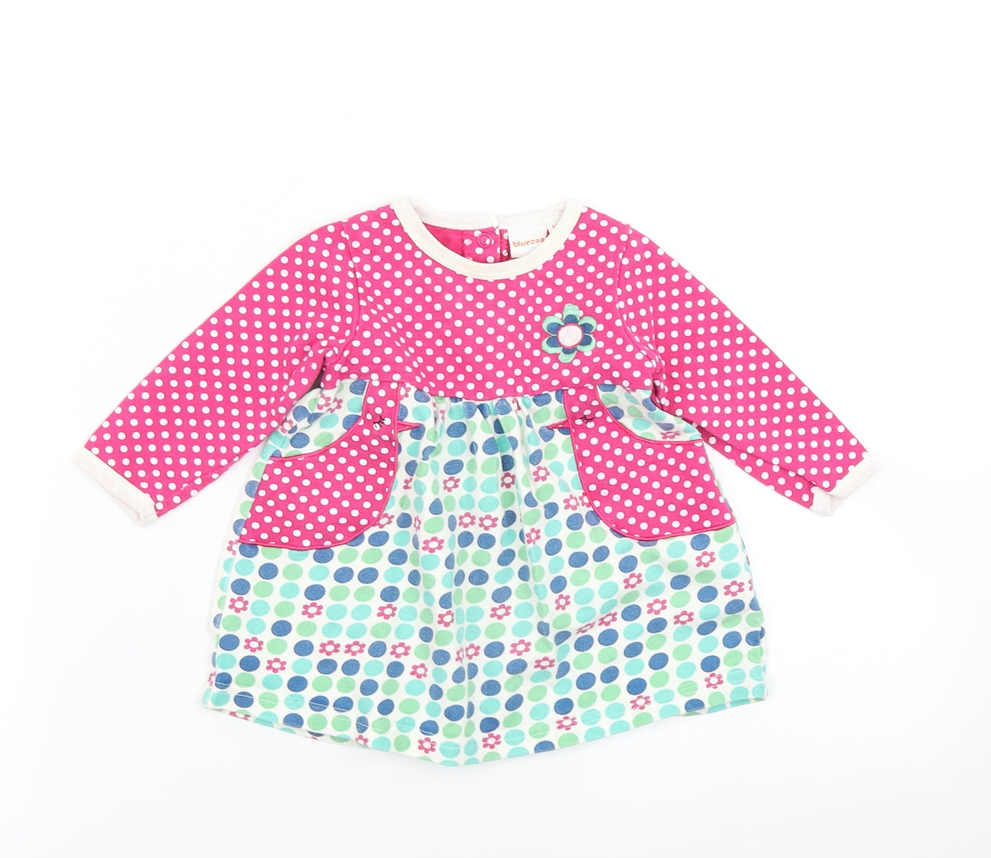 BlueZoo Girls Pink Polka Dot  Skater Dress  Size 3-6 Months