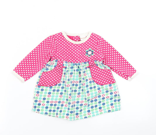 BlueZoo Girls Pink Polka Dot  Skater Dress  Size 3-6 Months
