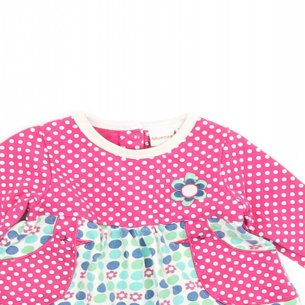 BlueZoo Girls Pink Polka Dot  Skater Dress  Size 3-6 Months