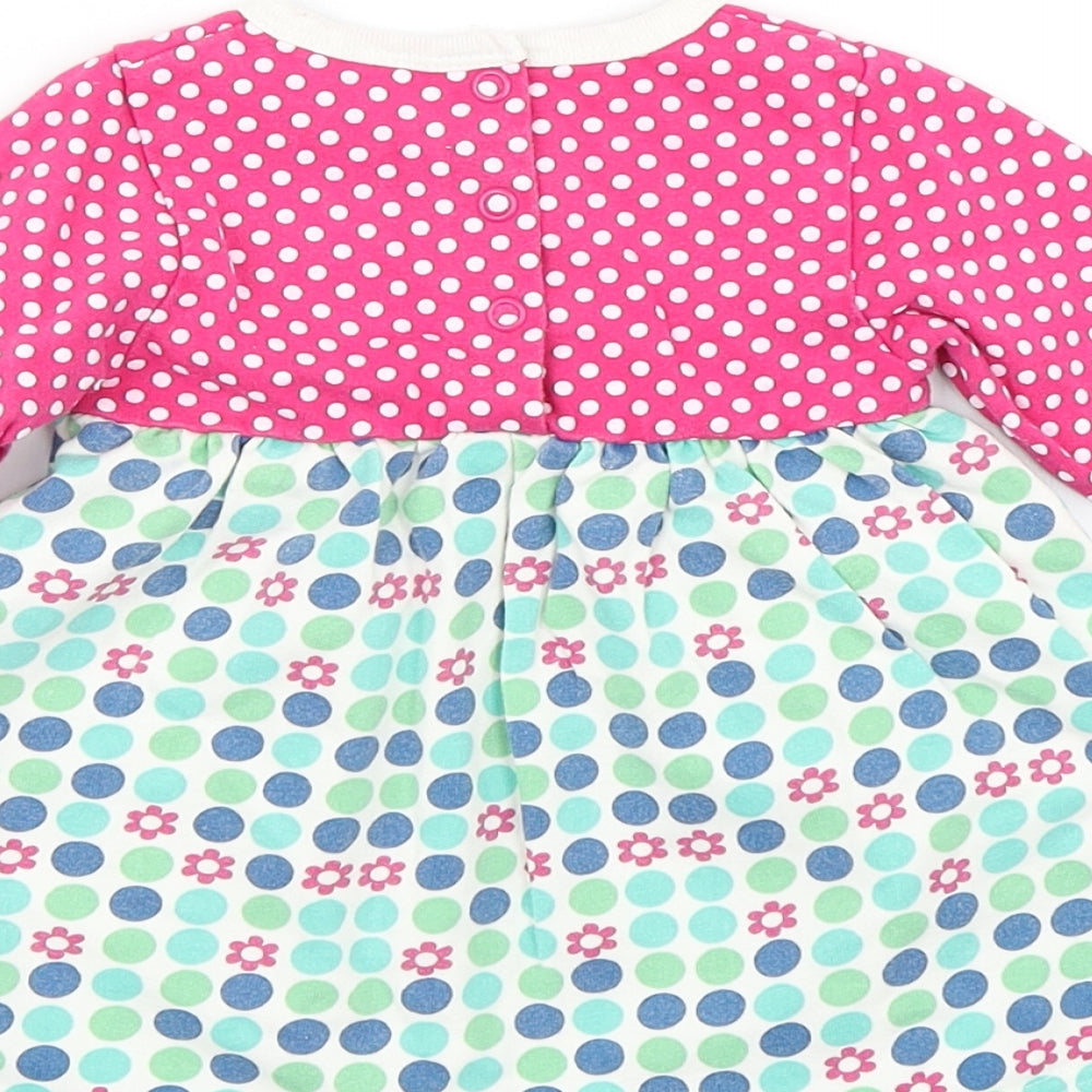BlueZoo Girls Pink Polka Dot  Skater Dress  Size 3-6 Months