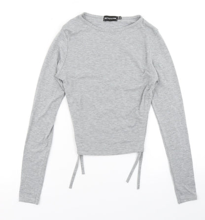 Womens UK Size 6 PRETTYLITTLETHING Grey Basic T-Shirt