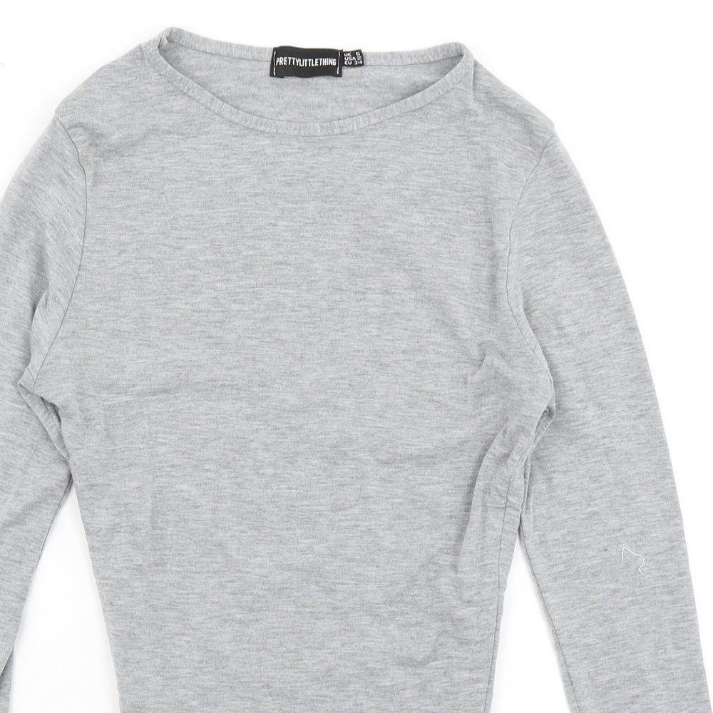 Womens UK Size 6 PRETTYLITTLETHING Grey Basic T-Shirt