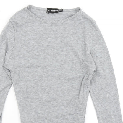 Womens UK Size 6 PRETTYLITTLETHING Grey Basic T-Shirt