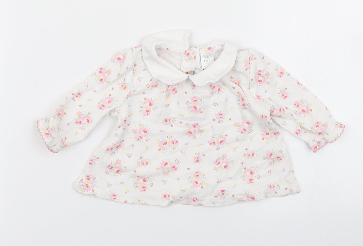 Mini Club Girls White Floral  Basic T-Shirt Size Newborn