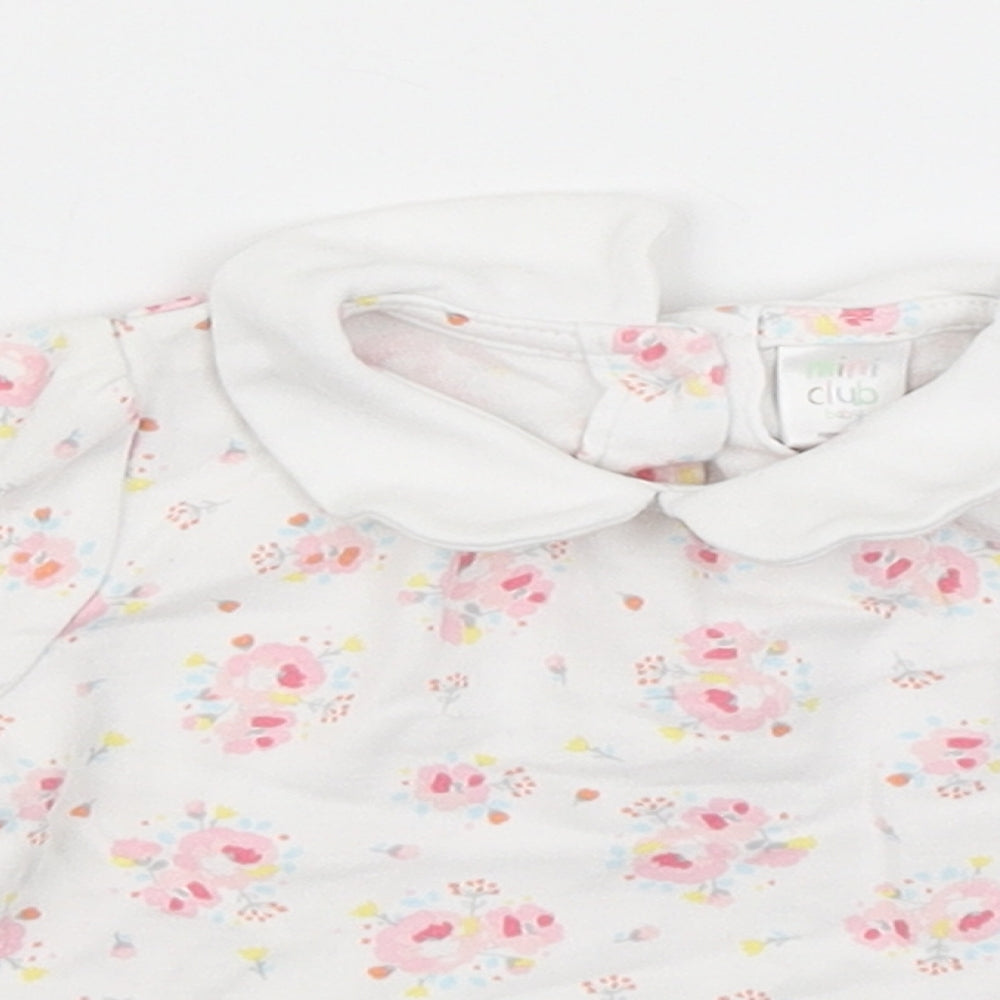 Mini Club Girls White Floral  Basic T-Shirt Size Newborn