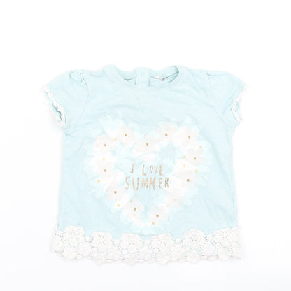 F&F Girls Blue   Basic T-Shirt Size 9-12 Months