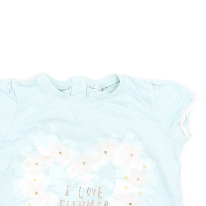 F&F Girls Blue   Basic T-Shirt Size 9-12 Months