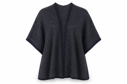 Front view of Bonmarché women’s blue knit cardigan jumper, size L