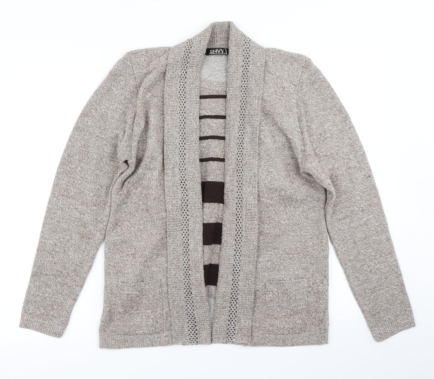 Envy Womens Brown Striped Knit Pullover Jumper Size M  - With cardigan