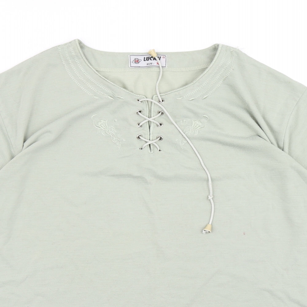 Womens UK Size M Lucky Green Basic T-Shirt