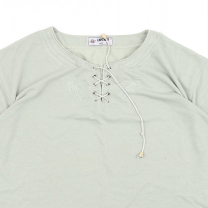 Womens UK Size M Lucky Green Basic T-Shirt