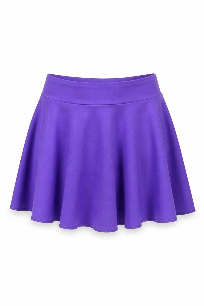 Front view of 1st Position girls’ purple flare skirt, size 2, years