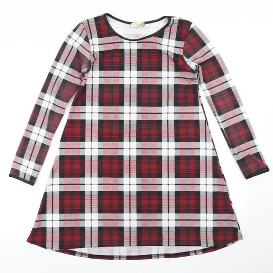 Silk Womens Red Plaid  A-Line  Size 10