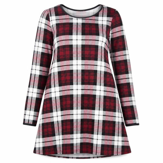 Front view of Silk women’s red plaid a-line, size UK 10