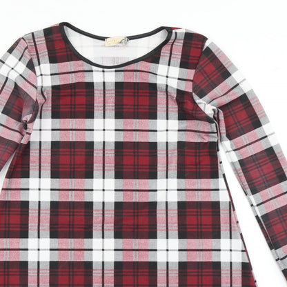 Silk Womens Red Plaid  A-Line  Size 10