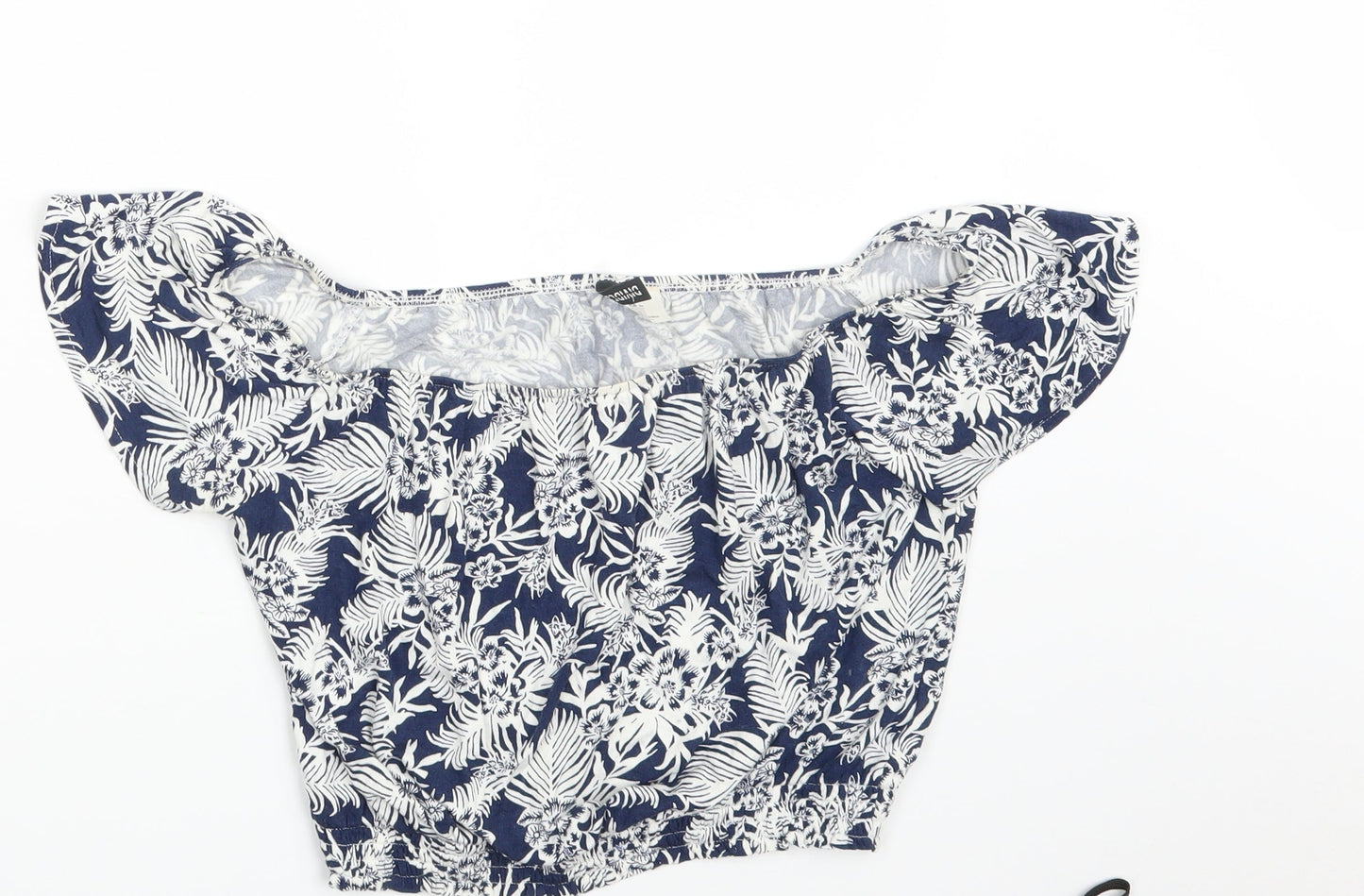 Womens UK Size XS H&M Blue Cropped T-Shirt