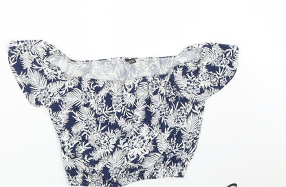 Womens UK Size XS H&M Blue Cropped T-Shirt