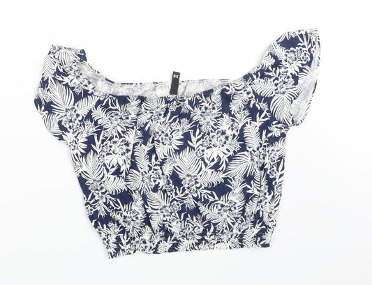 Womens UK Size XS H&M Blue Cropped T-Shirt