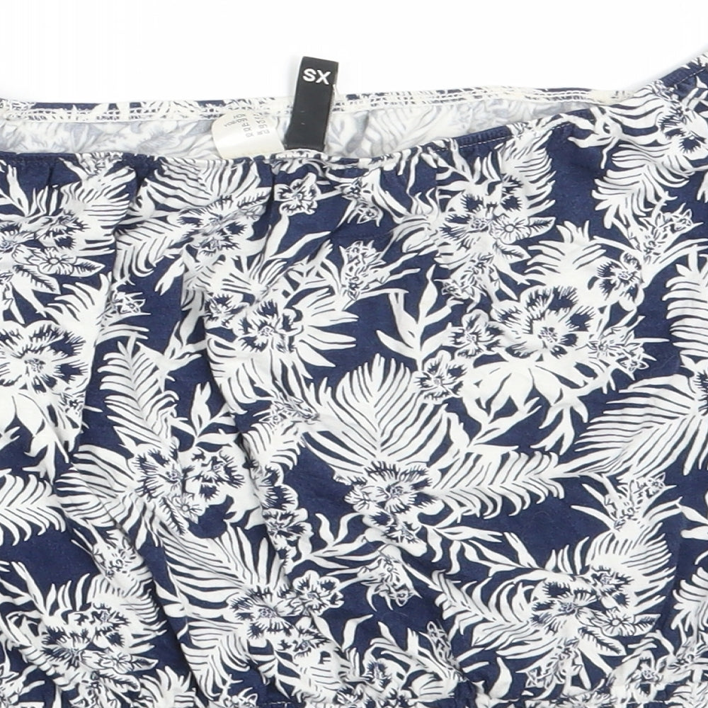 Womens UK Size XS H&M Blue Cropped T-Shirt