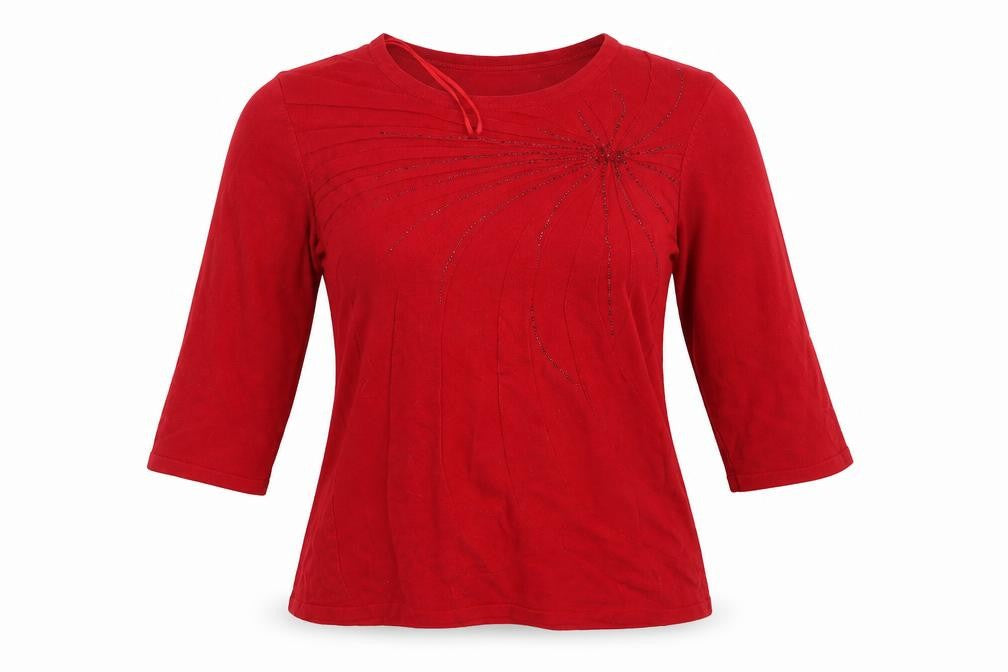 Front view of Anna Rose women’s red pullover sweatshirt, size M