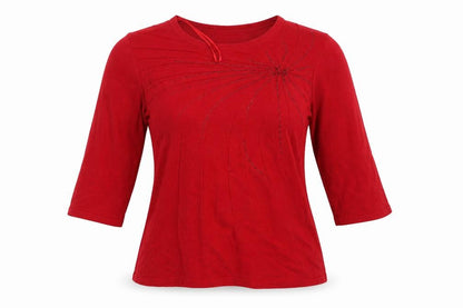 Front view of Anna Rose women’s red pullover sweatshirt, size M