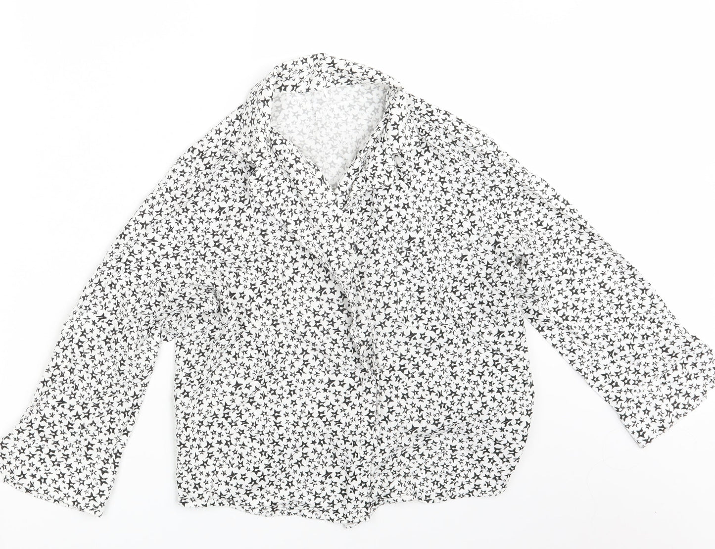 George Womens White Geometric  Basic Button-Up Size 12