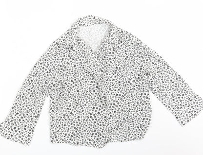 George Womens White Geometric  Basic Button-Up Size 12