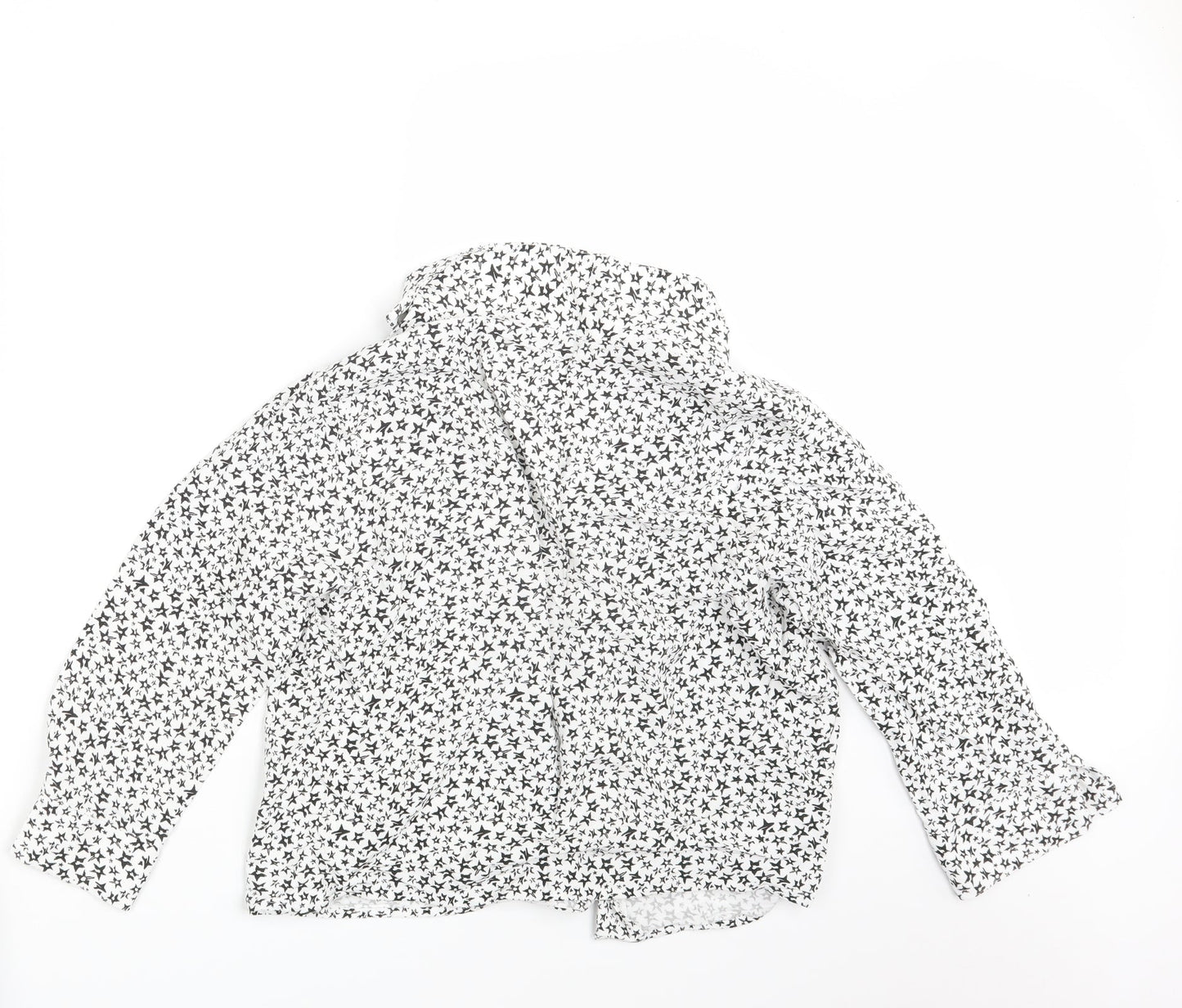 George Womens White Geometric  Basic Button-Up Size 12