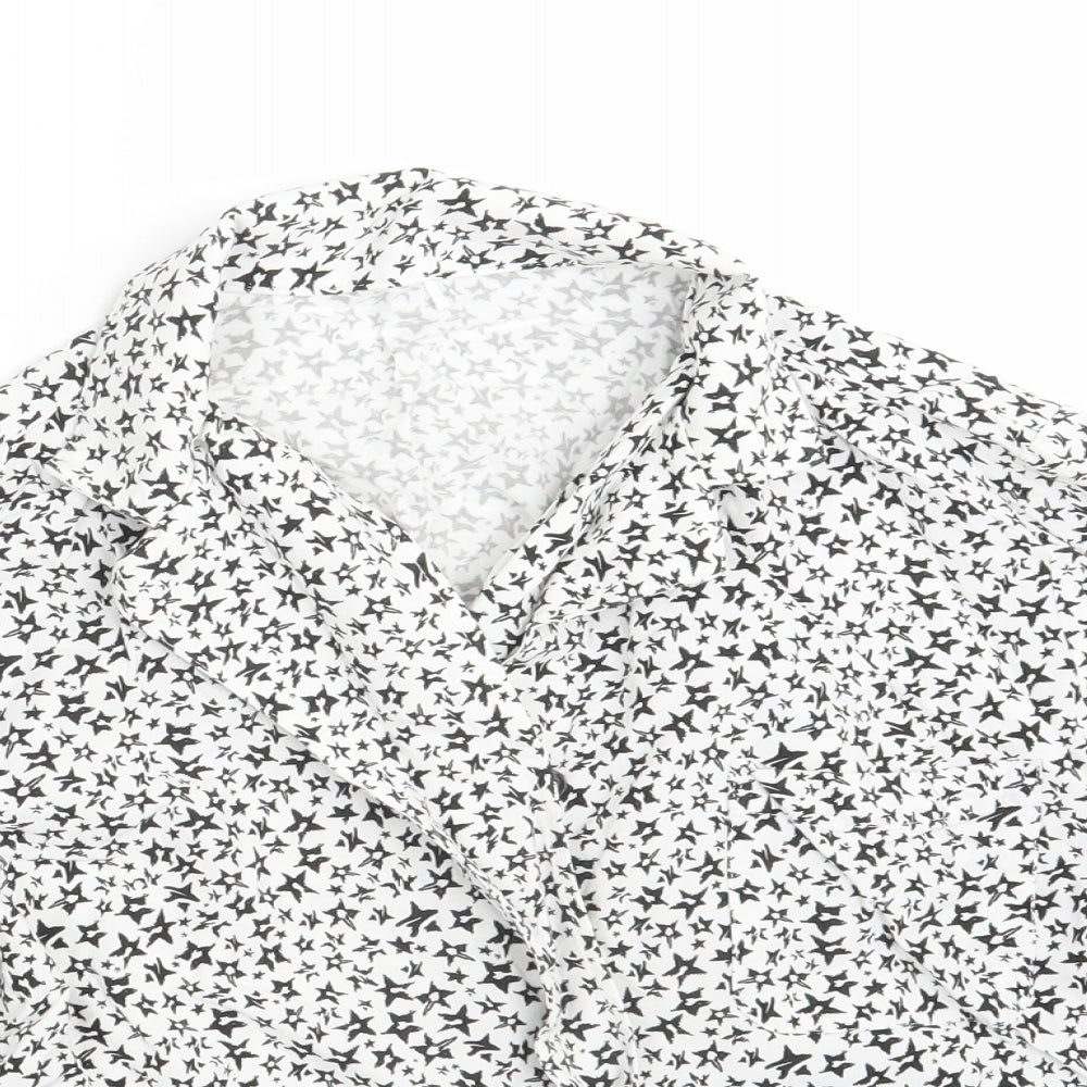 George Womens White Geometric  Basic Button-Up Size 12